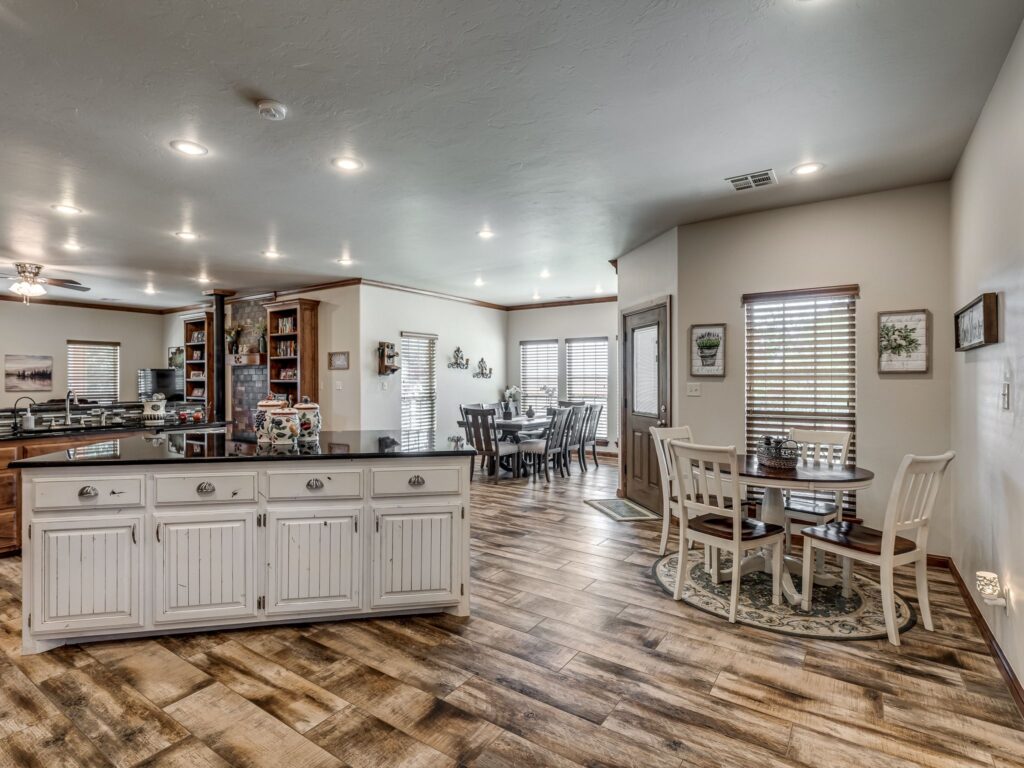 View of Dining Table, Island and Kitchenette Dining at Easterly Kitchen Door 